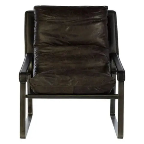 Hoxton Dark Brown Leather Lounge Chair - Arm Chair