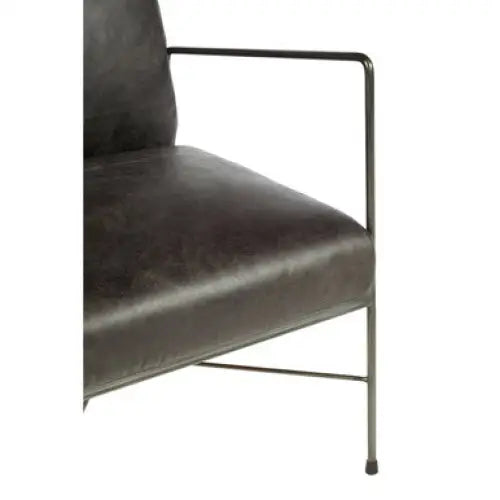 Hoxton Grey Leather Lounge Chair - Arm Chair