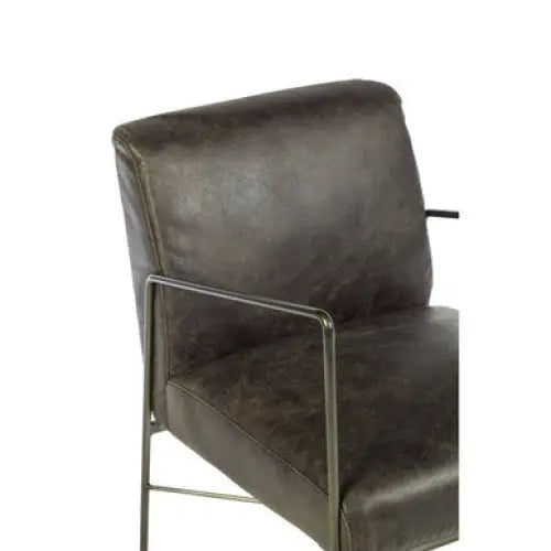 Hoxton Grey Leather Lounge Chair - Arm Chair