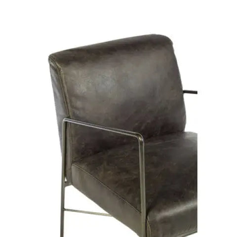Hoxton Grey Leather Lounge Chair - Arm Chair