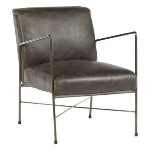 Hoxton Grey Leather Lounge Chair - Arm Chair