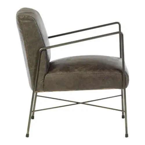 Hoxton Grey Leather Lounge Chair - Arm Chair