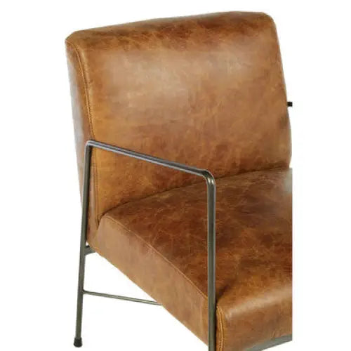 Hoxton Light Brown Genuine Leather And Iron Lounge Chair - Arm Chair