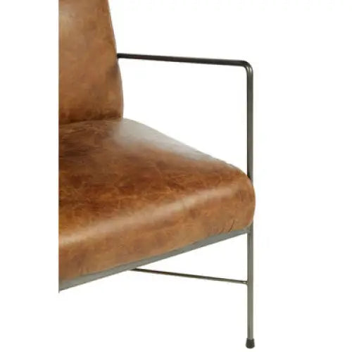 Hoxton Light Brown Genuine Leather And Iron Lounge Chair - Arm Chair