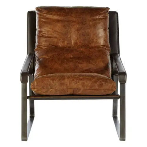 Hoxton Light Brown Leather Lounge Chair - Arm Chair