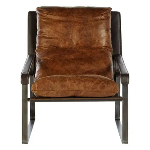 Hoxton Light Brown Leather Lounge Chair - Arm Chair