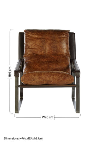 Hoxton light brown leather lounge chair with brown leather upholstery and dark metal frame armchair design
