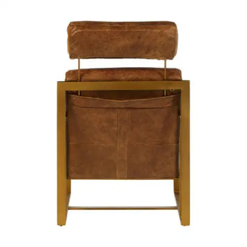 Hoxton Light Brown Leather Lounge Chair With Iron Frame - Arm Chair