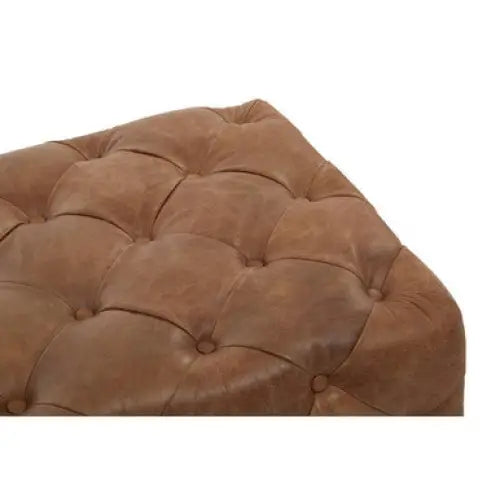 Hoxton Tufted Leather Rectangle Ottoman - foot stool