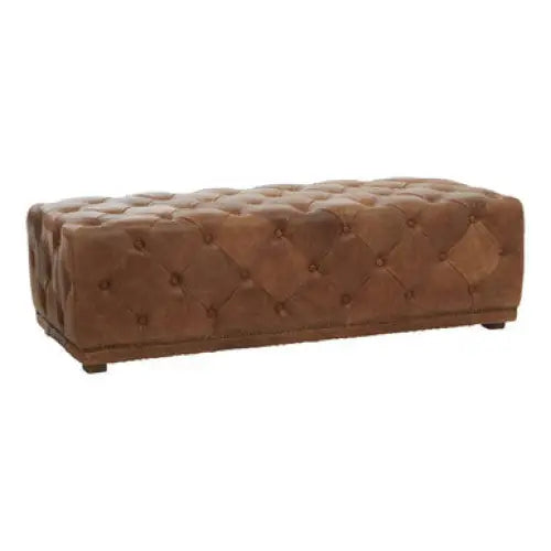 Hoxton Tufted Leather Rectangle Ottoman - foot stool