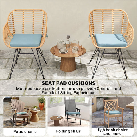 Outsunny Set of 6 Chair Cushion Seat Pads Dining Chair w/ Straps, Indoor Outdoor Removable Tie On Garden Patio, Light Grey