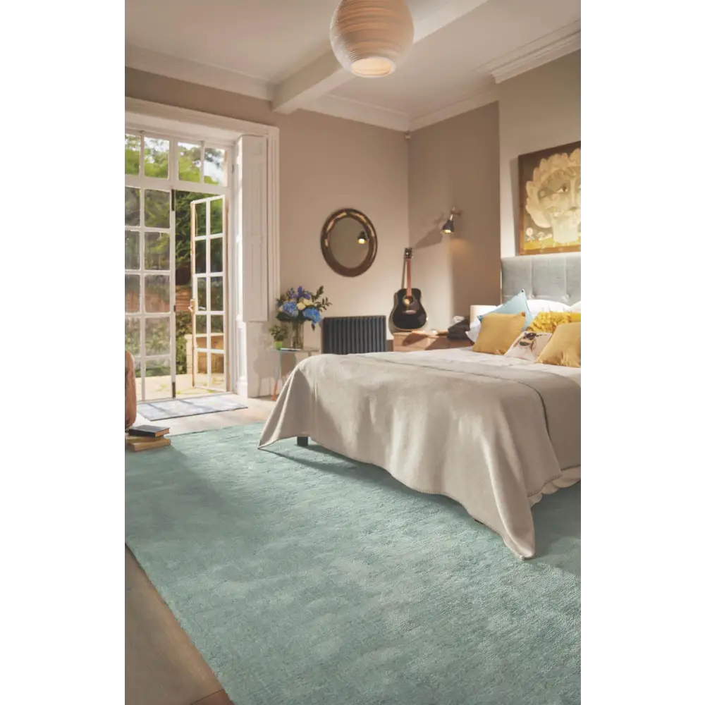 Hush Solid Aqua Luxury Rug - Rugs