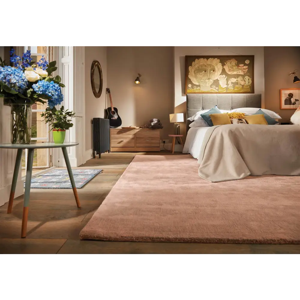 Hush Solid Coral Pink Luxury Rug - Rugs