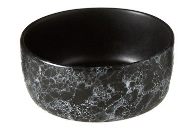 Black faux marble faux marble bowl with a marbled crackled finish in a sleek black ceramic design