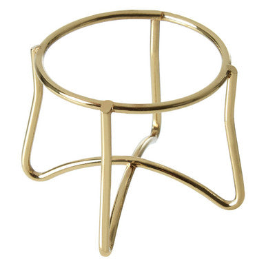 Gold finish metal wine glass stand with minimalist open-frame design in hygge single gold egg holder style