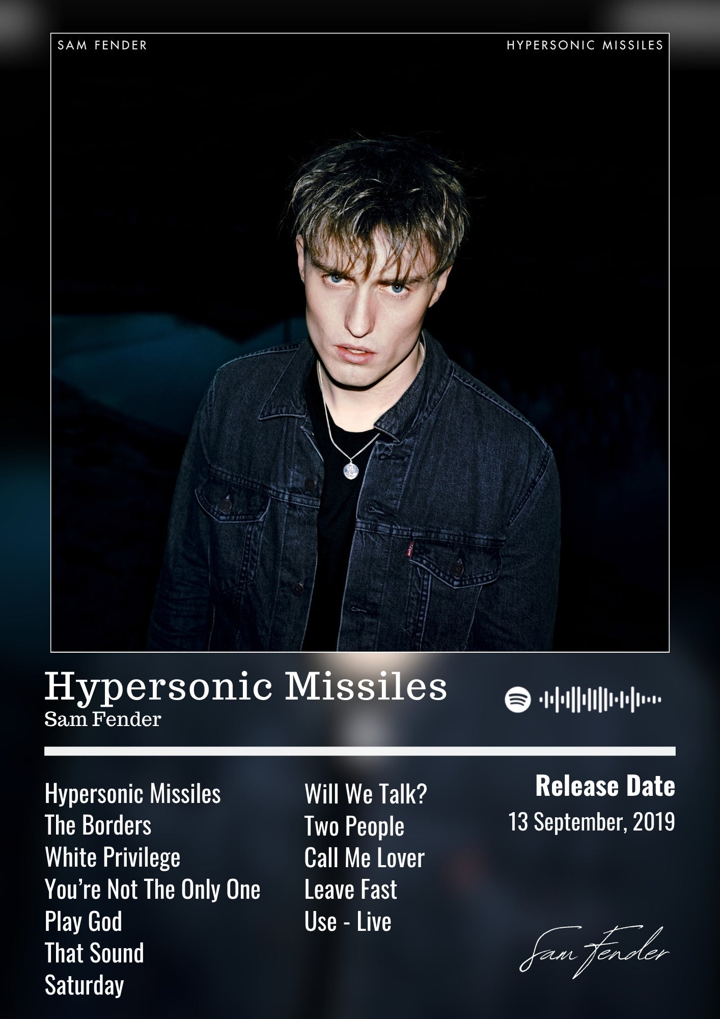 Hypersonic Missiles - Sam Fender Inspired Album Poster