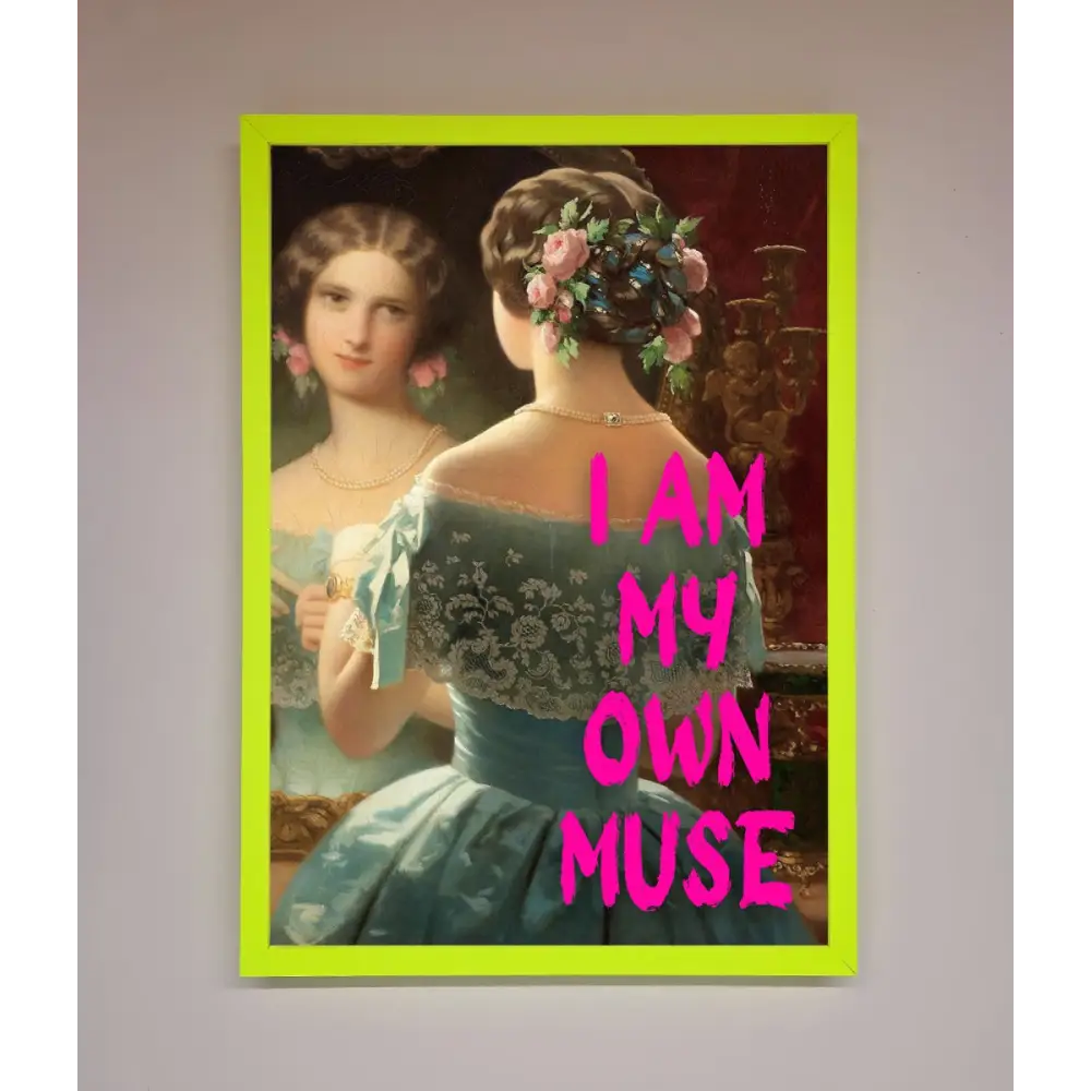 I Am My Muse Framed Print - B0 (100 x 141 cm) / Neon Green - Framed Print
