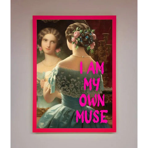 I Am My Muse Framed Print - B0 (100 x 141 cm) / Neon Pink - Framed Print