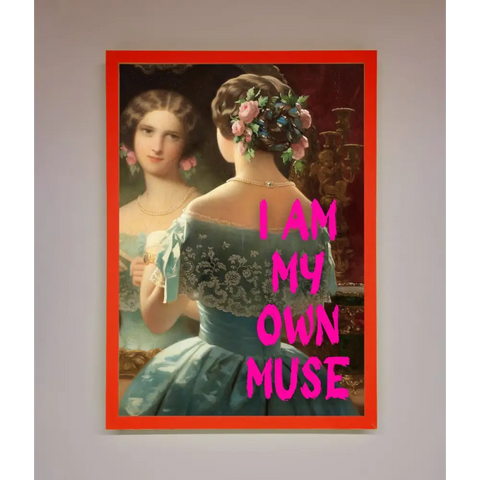 I Am My Muse Framed Print - B0 (100 x 141 cm) / Neon Red - Framed Print