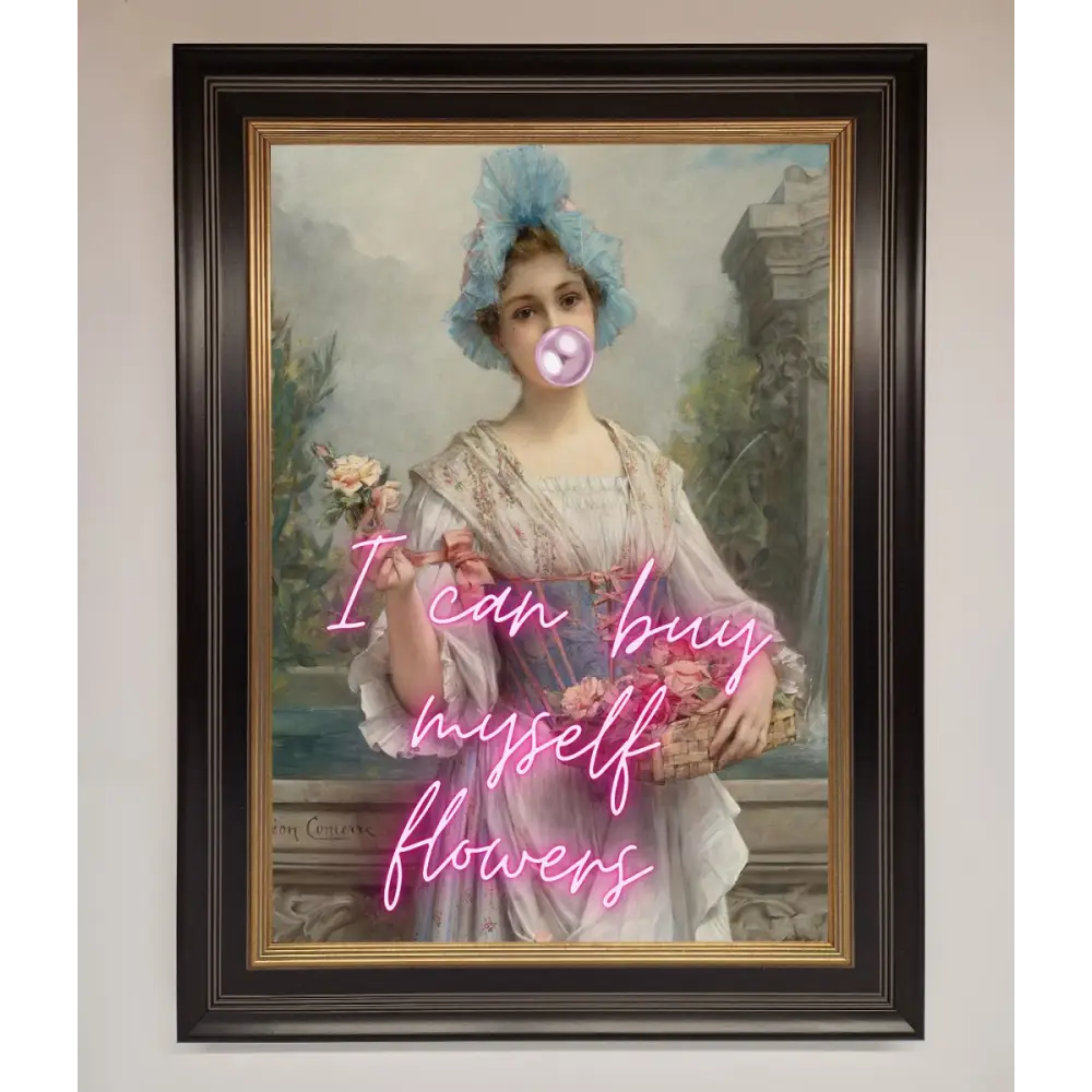 I Can Buy Myself Flowers Framed Print - A3 (29.7 x 42 cm) / Black Gold - Framed Print