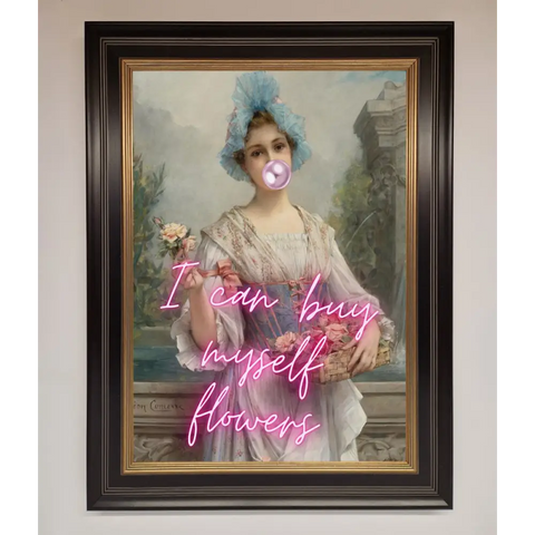 I Can Buy Myself Flowers Framed Print - A3 (29.7 x 42 cm) / Black Gold - Framed Print