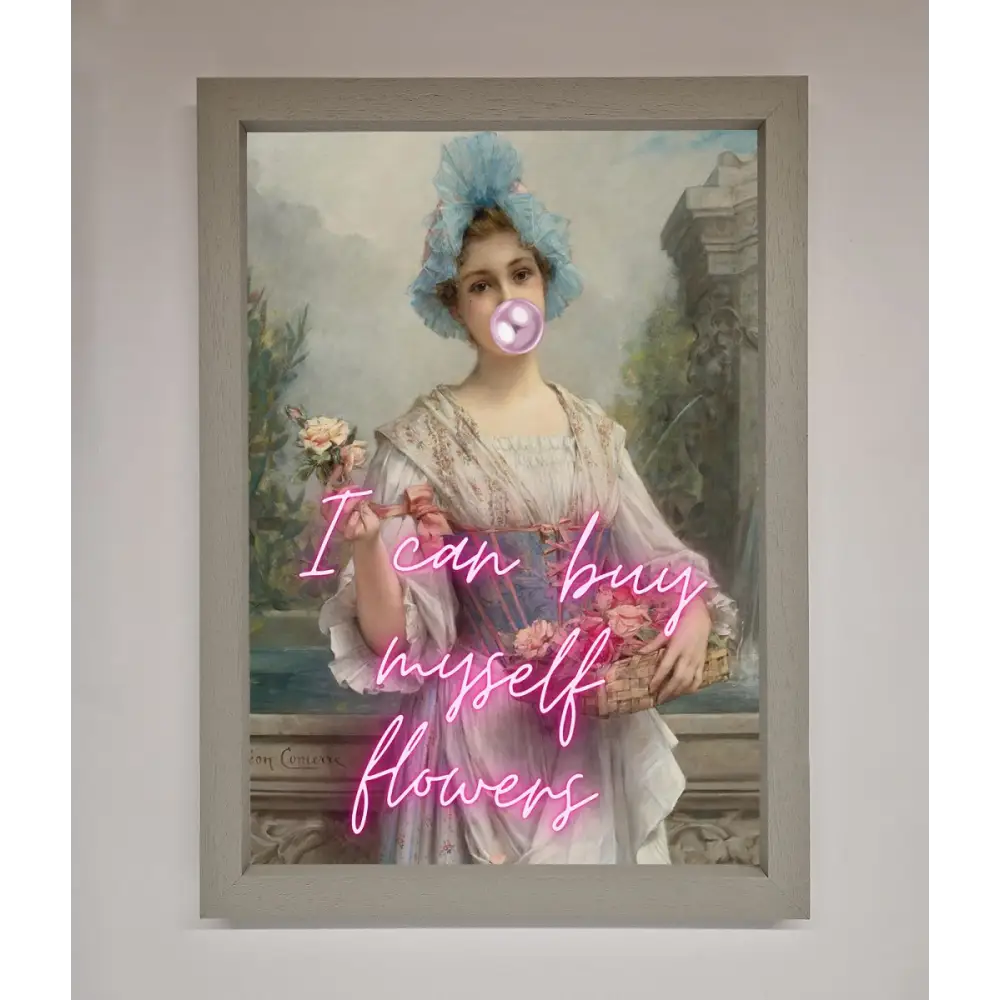 I Can Buy Myself Flowers Framed Print - A3 (29.7 x 42 cm) / Grey - Framed Print