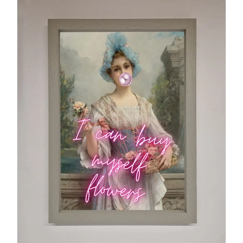 I Can Buy Myself Flowers Framed Print - A3 (29.7 x 42 cm) / Grey - Framed Print