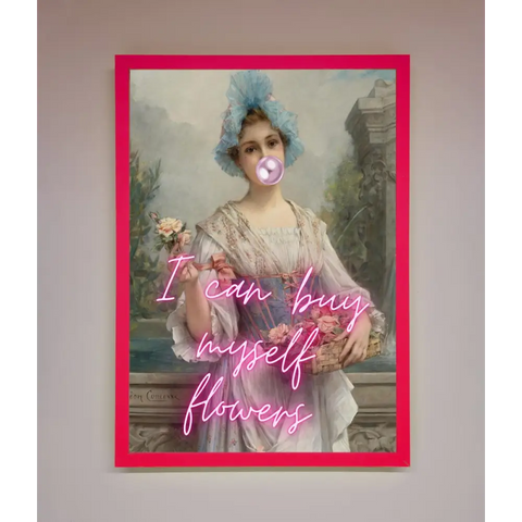 I Can Buy Myself Flowers Framed Print - A3 (29.7 x 42 cm) / Neon Pink - Framed Print