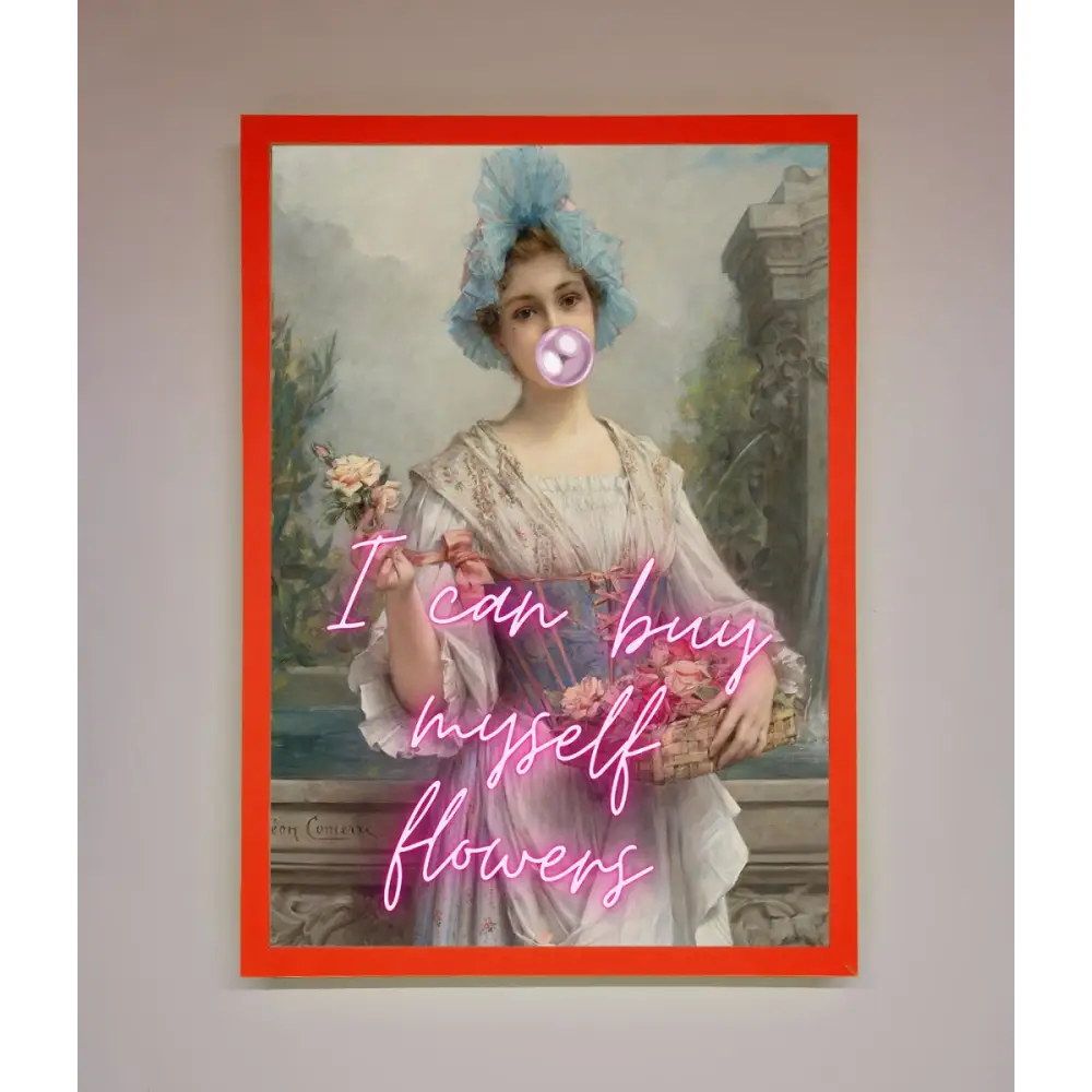 I Can Buy Myself Flowers Framed Print - A3 (29.7 x 42 cm) / Neon Red - Framed Print