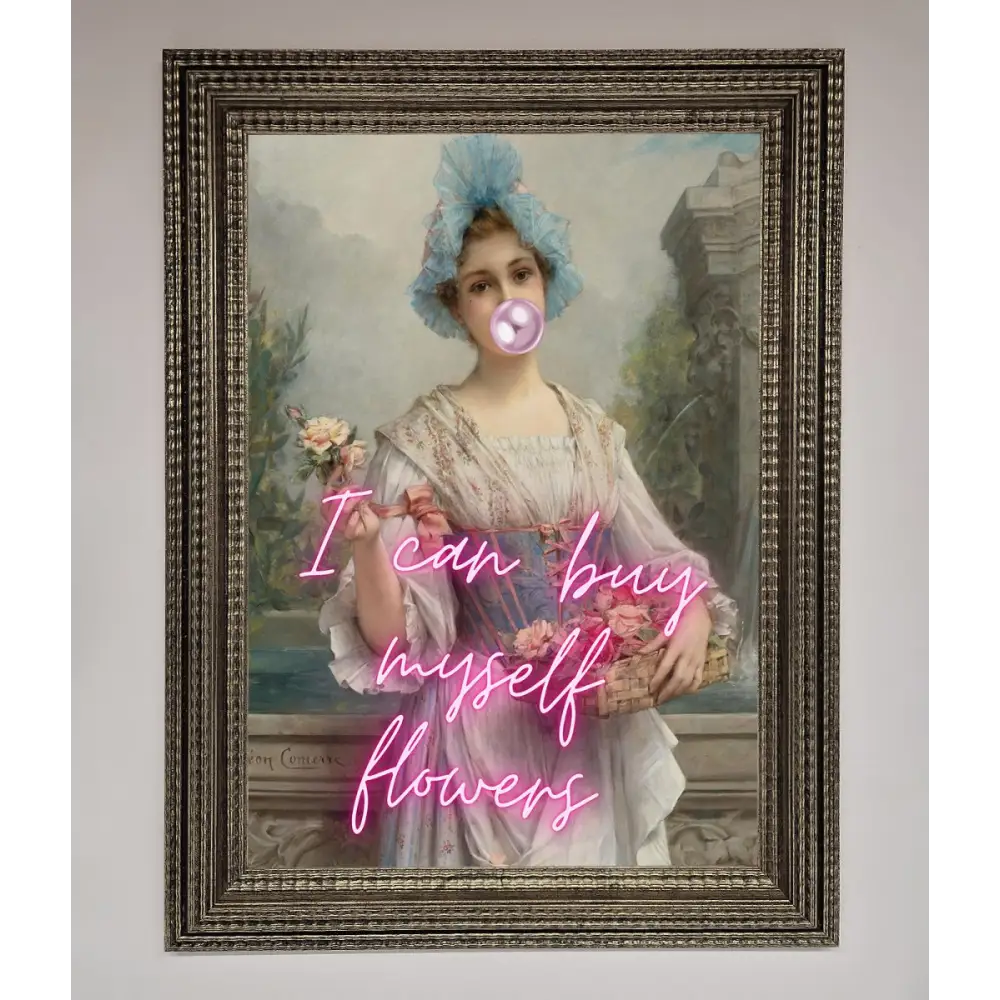 I Can Buy Myself Flowers Framed Print - A3 (29.7 x 42 cm) / Ornate Silver - Framed Print