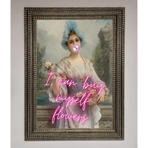 I Can Buy Myself Flowers Framed Print - A3 (29.7 x 42 cm) / Ornate Silver - Framed Print