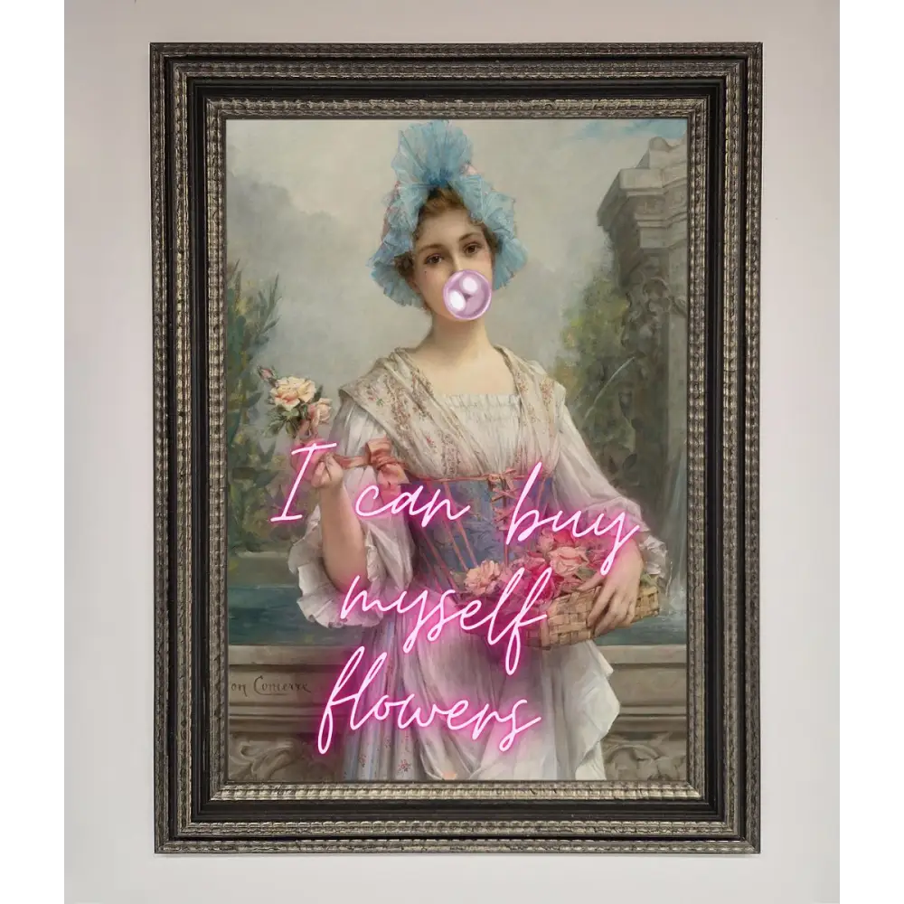 I Can Buy Myself Flowers Framed Print - A3 (29.7 x 42 cm) / Ornate Silver Black - Framed Print