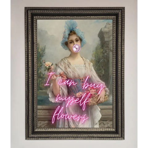 I Can Buy Myself Flowers Framed Print - A3 (29.7 x 42 cm) / Ornate Silver Black - Framed Print