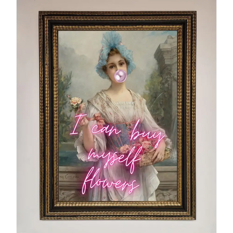 I Can Buy Myself Flowers Framed Print - A3 (29.7 x 42 cm) / Ornate Gold Black - Framed Print