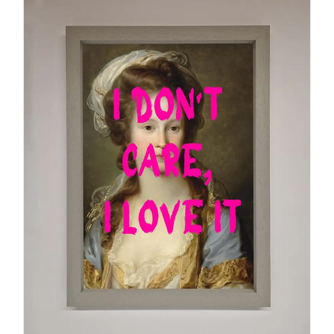 I Dont Care I Love It Framed Print - A3 (29.7 x 42 cm) / Grey - Framed Print