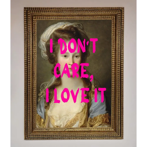 I Dont Care I Love It Framed Print - A3 (29.7 x 42 cm) / Ornate Gold - Framed Print