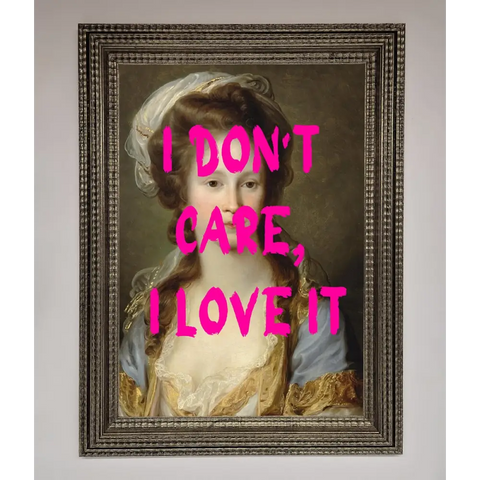 I Dont Care I Love It Framed Print - A3 (29.7 x 42 cm) / Ornate Silver - Framed Print