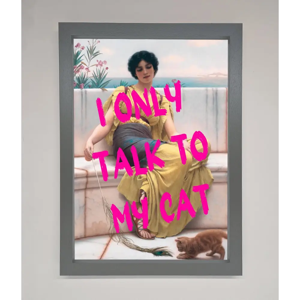 I Only Talk To My Cat Framed Wall Art - A3 (29.7 x 42 cm) / Dark Grey - Framed Print