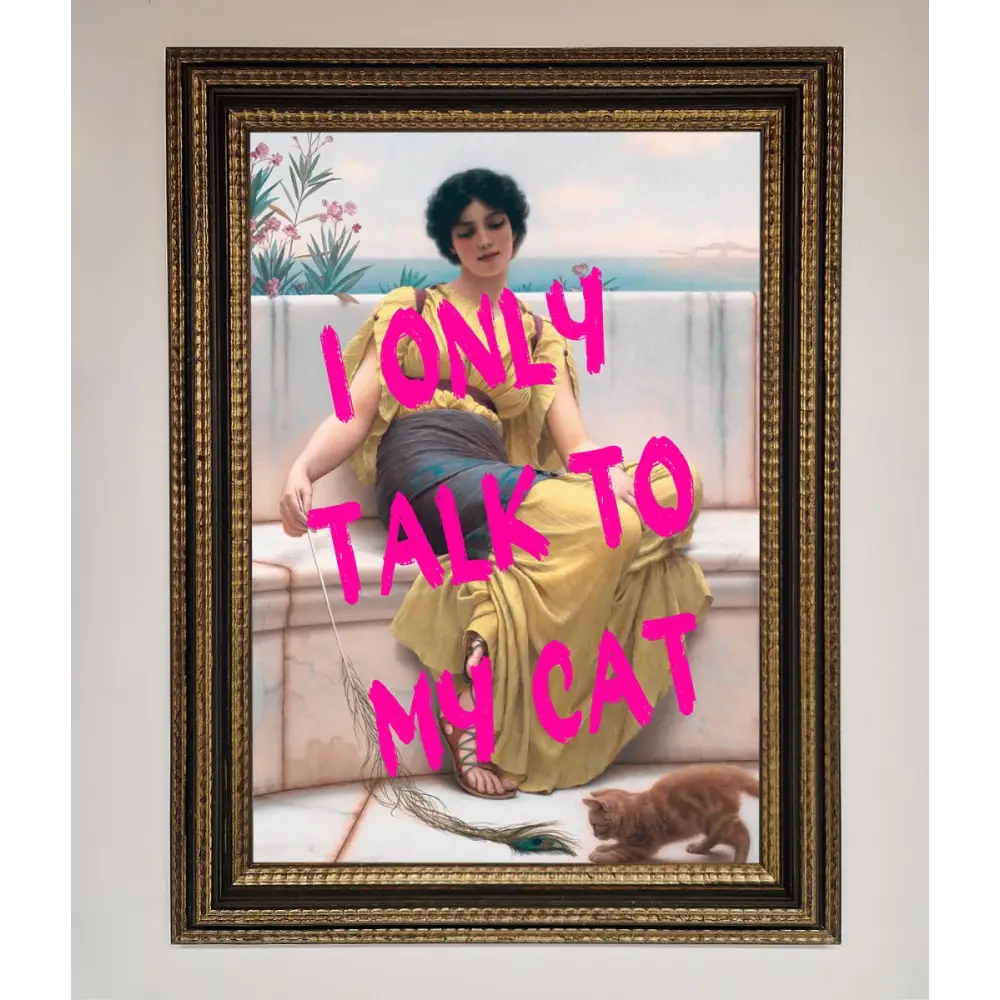 I Only Talk To My Cat Framed Wall Art - A3 (29.7 x 42 cm) / Ornate Gold Black - Framed Print