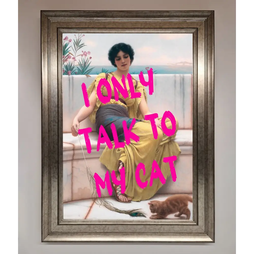 I Only Talk To My Cat Framed Wall Art - A3 (29.7 x 42 cm) / Silver - Framed Print