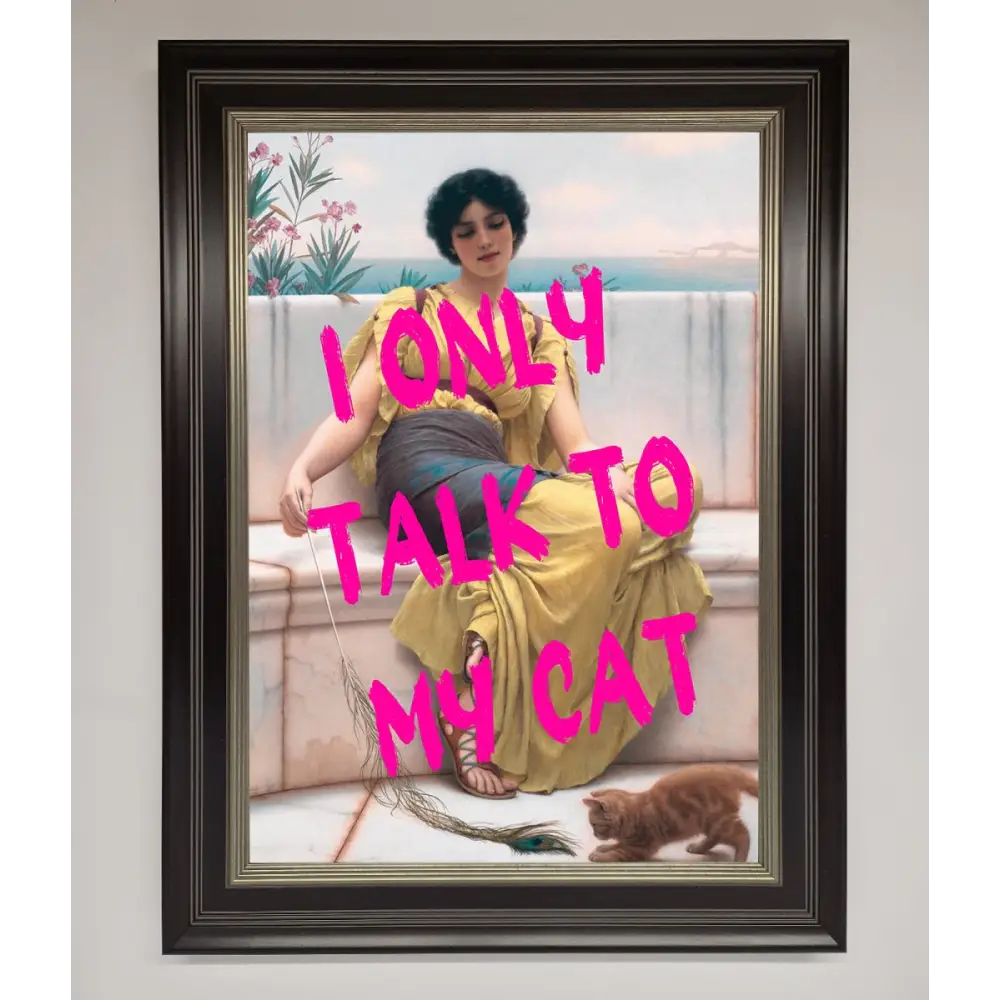 I Only Talk To My Cat Framed Wall Art - B0 (100 x 141 cm) / Black Silver - Framed Print