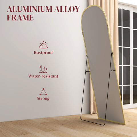 HOMCOM 165cm Aluminium Frame Standing Mirror - Gold