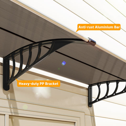 Outsunny Front Door Canopy, Outdoor Awning, Rain Shelter, 200 x 96cm, Brown