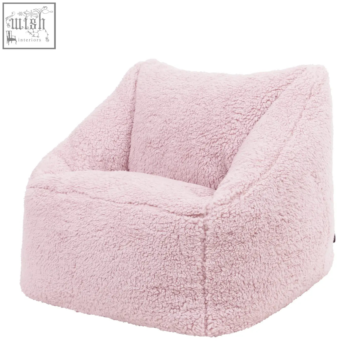 Soft blush pink kids bean bag chair made of cozy teddy fleece perfect for nursery dcor and cozy seating