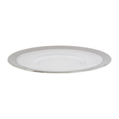 Ida embossed glass side plate with silver rim clear glass and concentric circular embossed glass ridges