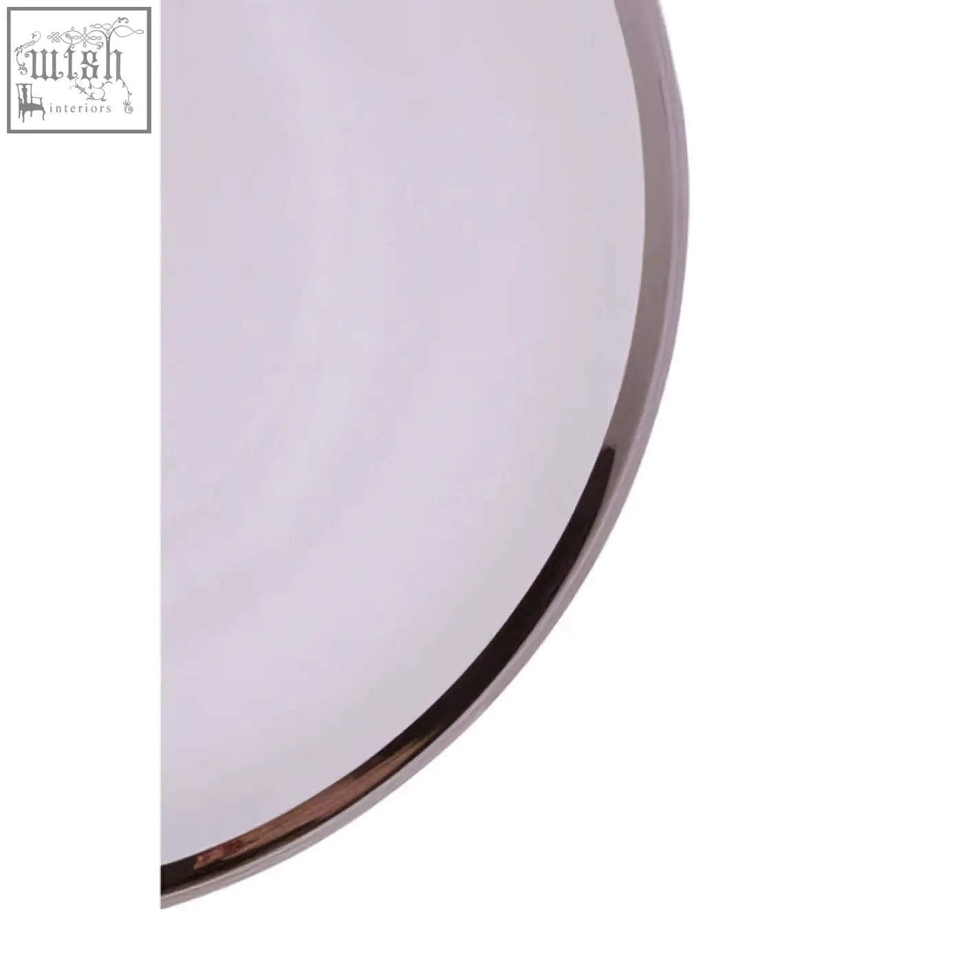 A sleek glass charger plate with a smooth white surface and a polished silver rim called ida glass charger plate