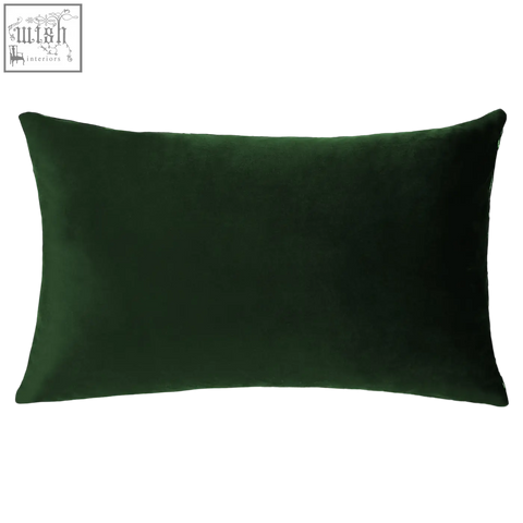 Deep emerald green needlepoint cushion with smooth green velvet texture from if you cant say anything nice sit by me