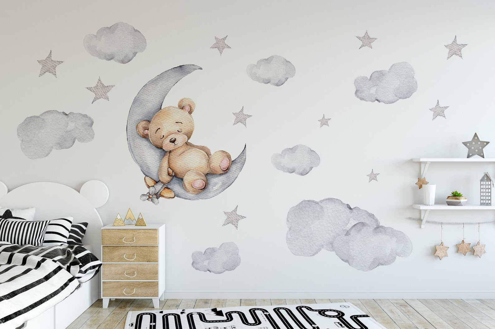 Bear on Moon Nursery Wall Decal | Bear Wall Decal | Baby Nursery Décor | Easily Repositionable
