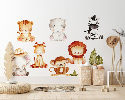 Jungle Wall Decals | Safari Animal Nursery Decor | Kids Room Decal | Reusable and Removable Wall Stickers
