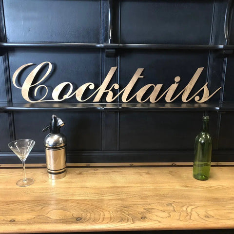 Rustic Distressed Gold Cocktail Bar Sign